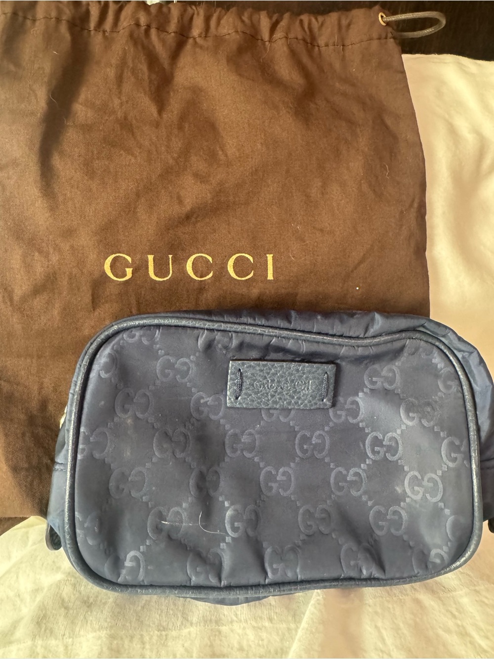 Gucci Navy GG Monogram Toiletry Pouch